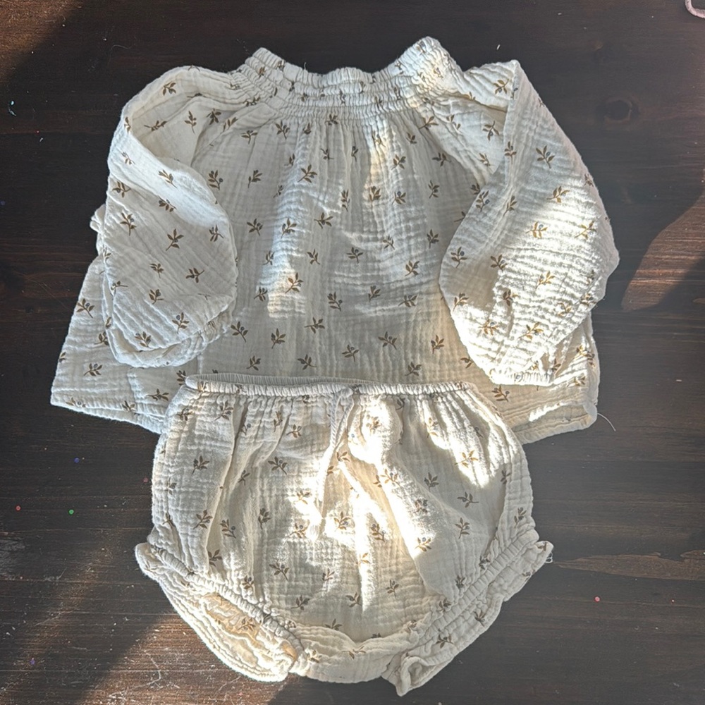 Rylee and Cru Baby Outfit Set - Cream Floral